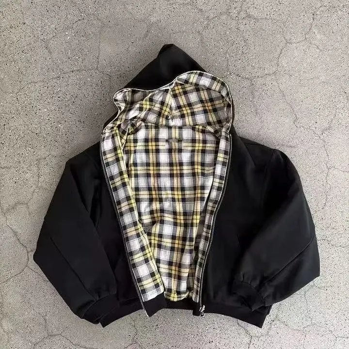 Zh Plaid Zip Sweat