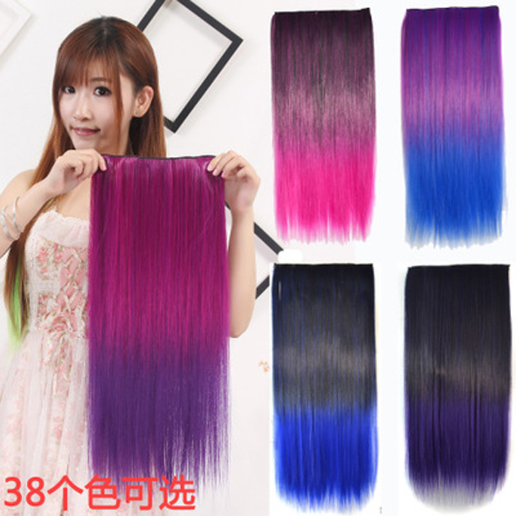 Color gradient straight hair piece highlighting wig long straight hair five clip clip clip hair one piece seamless hair extension