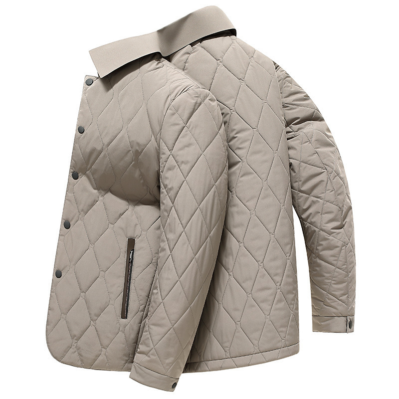 2024 winter new men's middle-aged lapel with mulberry silk fashion casual warm cotton-padded jacket coat