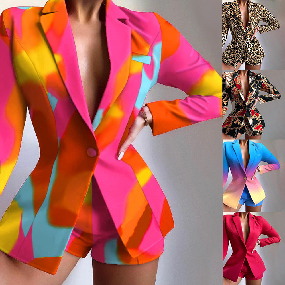 Cross-Border Amazon 2025 Women's New Fashion Suit Elegant Work Clothing Casual Suit Jacket Shorts Two-Piece Set
