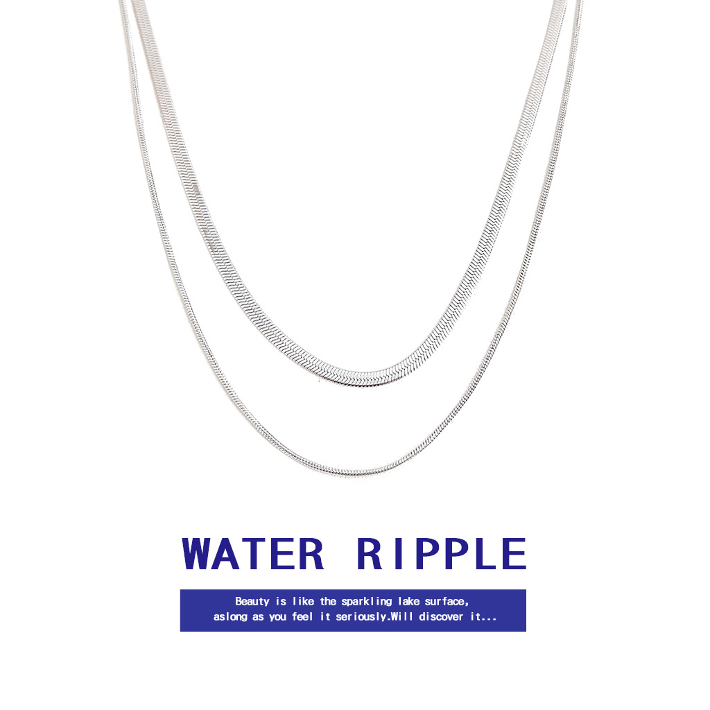 European and American ins high-grade titanium steel double-layer stacked snake bone chain necklace fashionable necklace non-fading necklace sweater chain