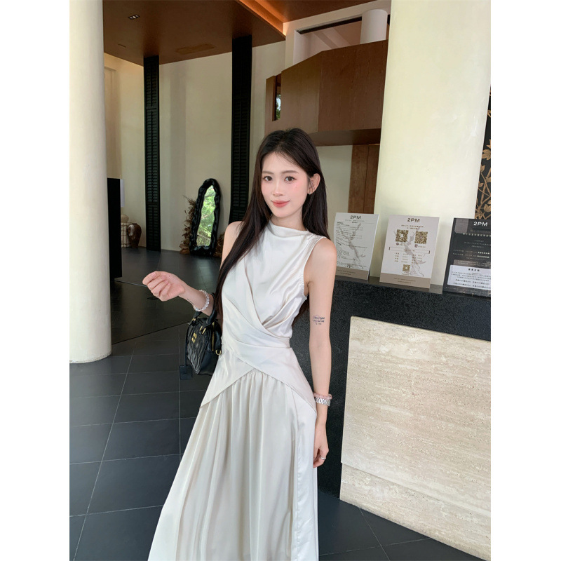 French Style Suit, High-End, Light and Mature Satin Vest Top, Women's Summer High-Waisted Long Skirt and Skirt Two-Piece Set
