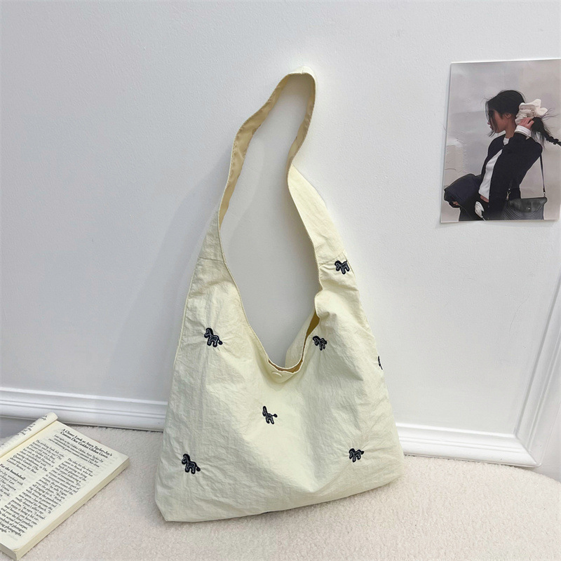 New Niche Women's Bowknot Shoulder Bag, Large Capacity Designer Style Versatile Fabric Bag, Trendy Shopping Bag