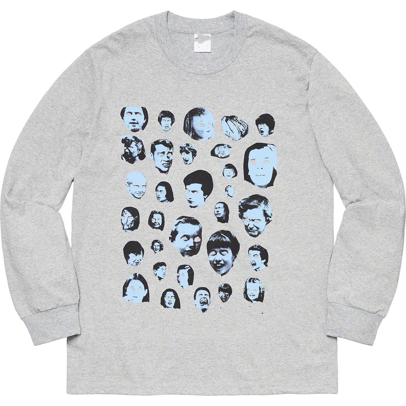 19Fw Faces Tee Multi-Face Print Round Neck Pure Cotton Long-Sleeve T-Shirt Base Layer Shirt for Men and Women, Couple Style