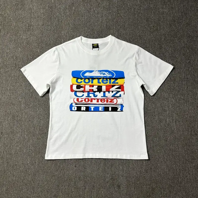 Corteiz Alcatraz Folding Clothes Printed Short-sleeved T-shirt Men's and Women's DRILL Style American Loose Round Neck Top