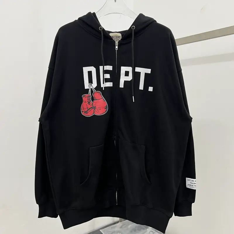 GALLERY DEPT GD high street letter boxing gloves Print hoodie men and women hooded Sweatshirt zipper Outwear