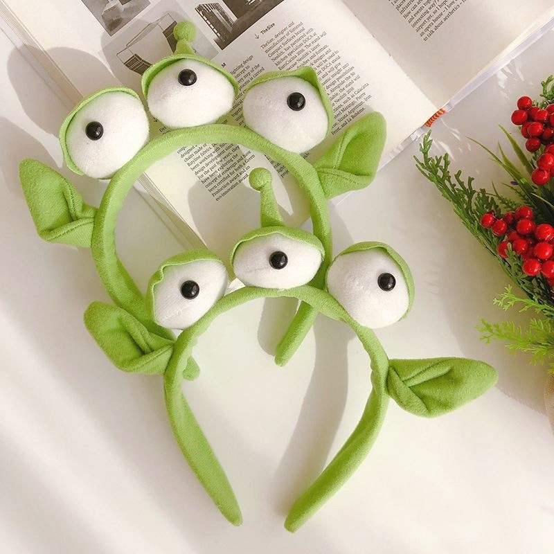 Cross-Border Headband Japanese and Korean Anime Peripheral Three-Eyed Alien Hairband Plush Cute Cartoon Face-Washing Hair Clip Quirky Hairband
