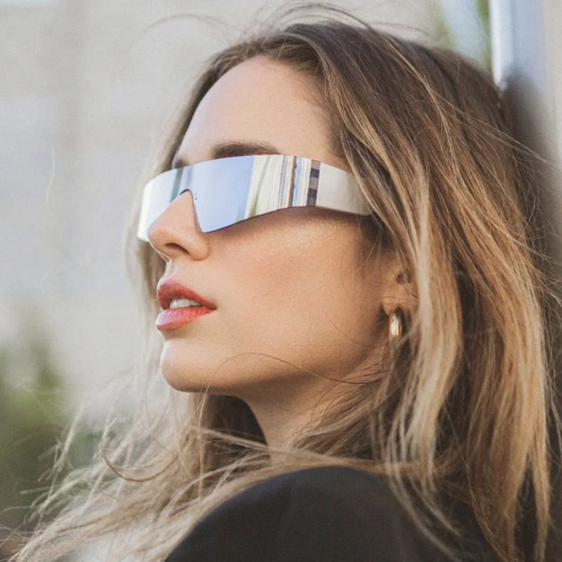 Cross-Border One-Piece Couple Y2K Street Style Concave Shape Special-Shaped Sunglasses Wholesale Ins Popular Baodijia Same Style Sunglasses