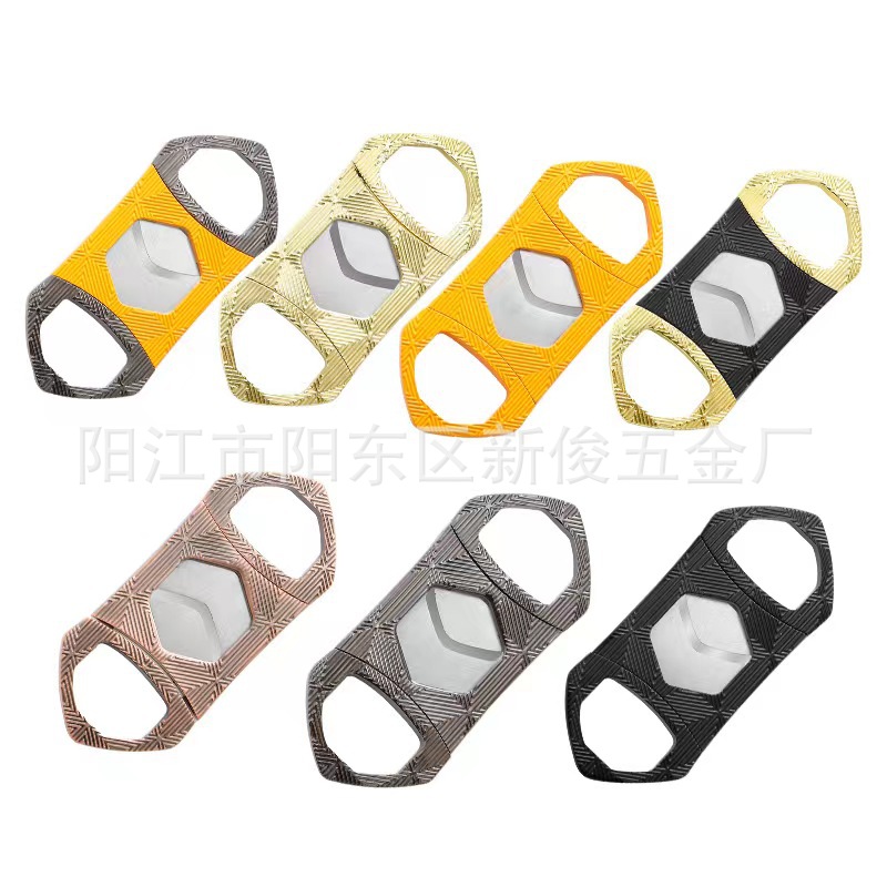 Factory Direct Supply Multi-Color zinc alloy Cigar scissors creative simple stainless steel double blade cigar knife printable LOGO