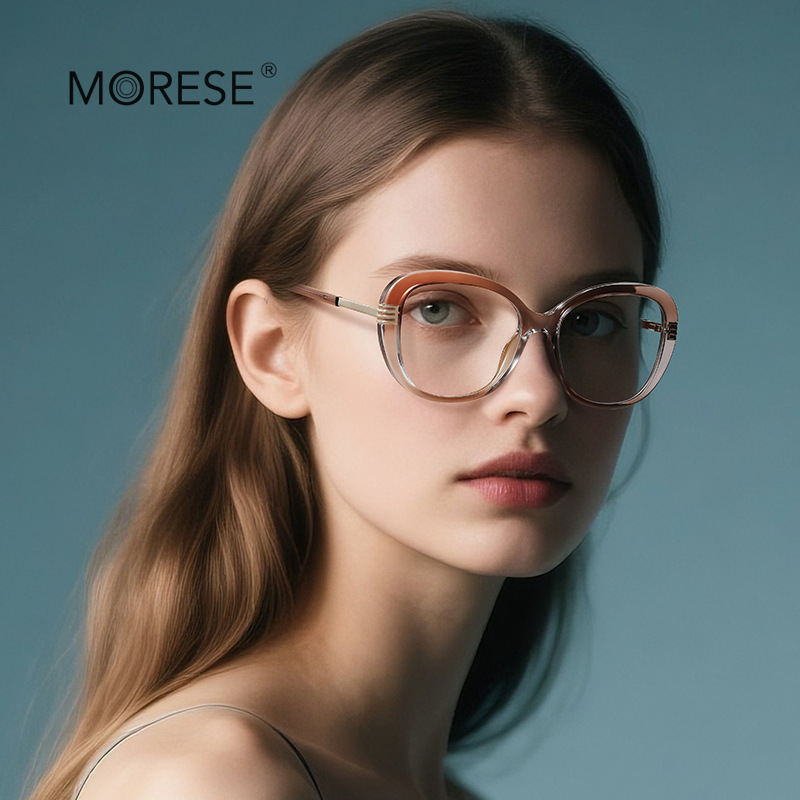 Designer Original Anti-Blue Light Glasses 2265 Progressive Double Color Matching Tr90 Flat Glasses for Women Normcore and Versatile High-End