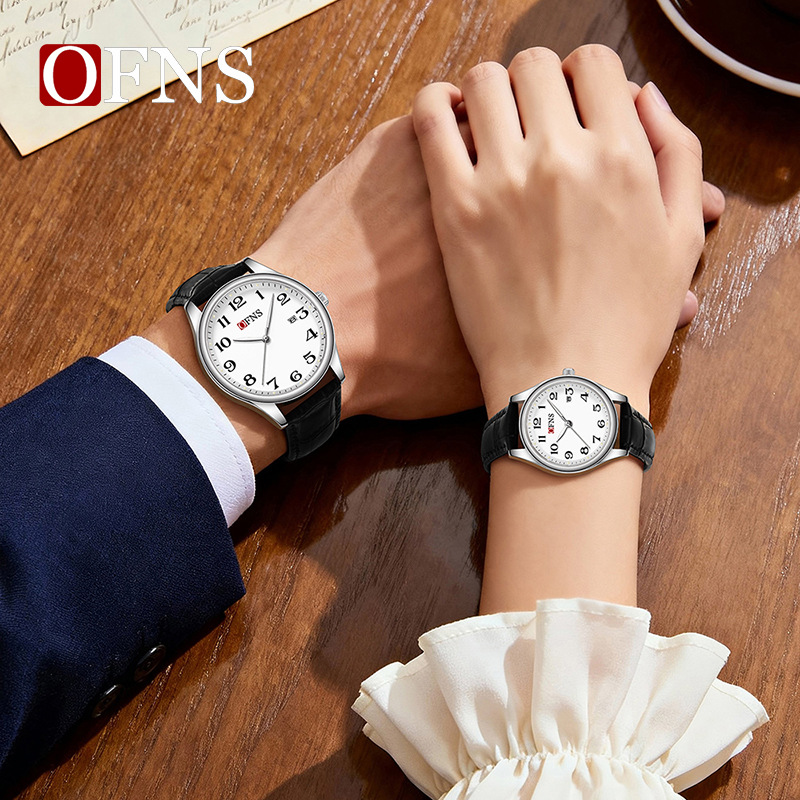 Oufani Business Watch, Simple Large Dial, Digital 30m Waterproof Quartz Watch, Fashionable Single Calendar Luminous Couple Watch