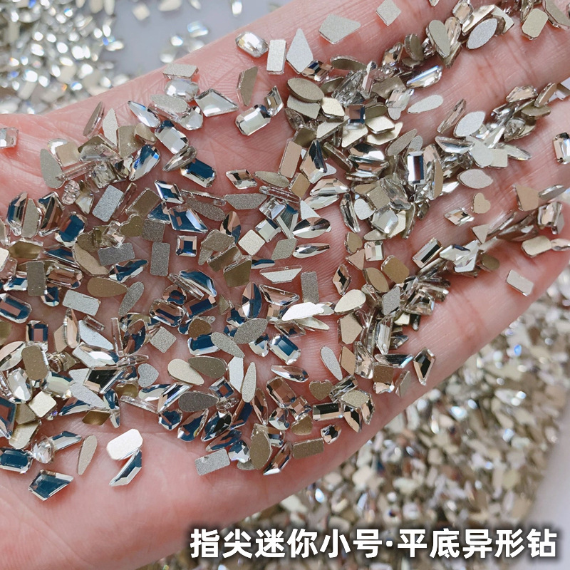 New Manicure Transparent White Mini Small Large Flat Bottom Special-Shaped Diamond Super Flash Nail Diamond Rhinestone Decoration Sticker Diamond
