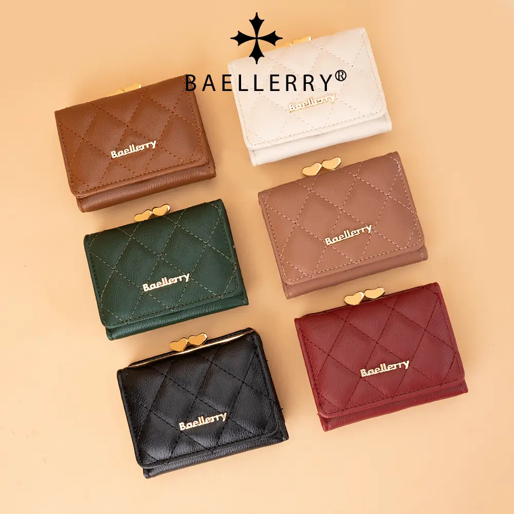 Baellerry New Women's Short Wallet Multi-Card Three-Fold Tinplate Coin Purse Women's Wallet