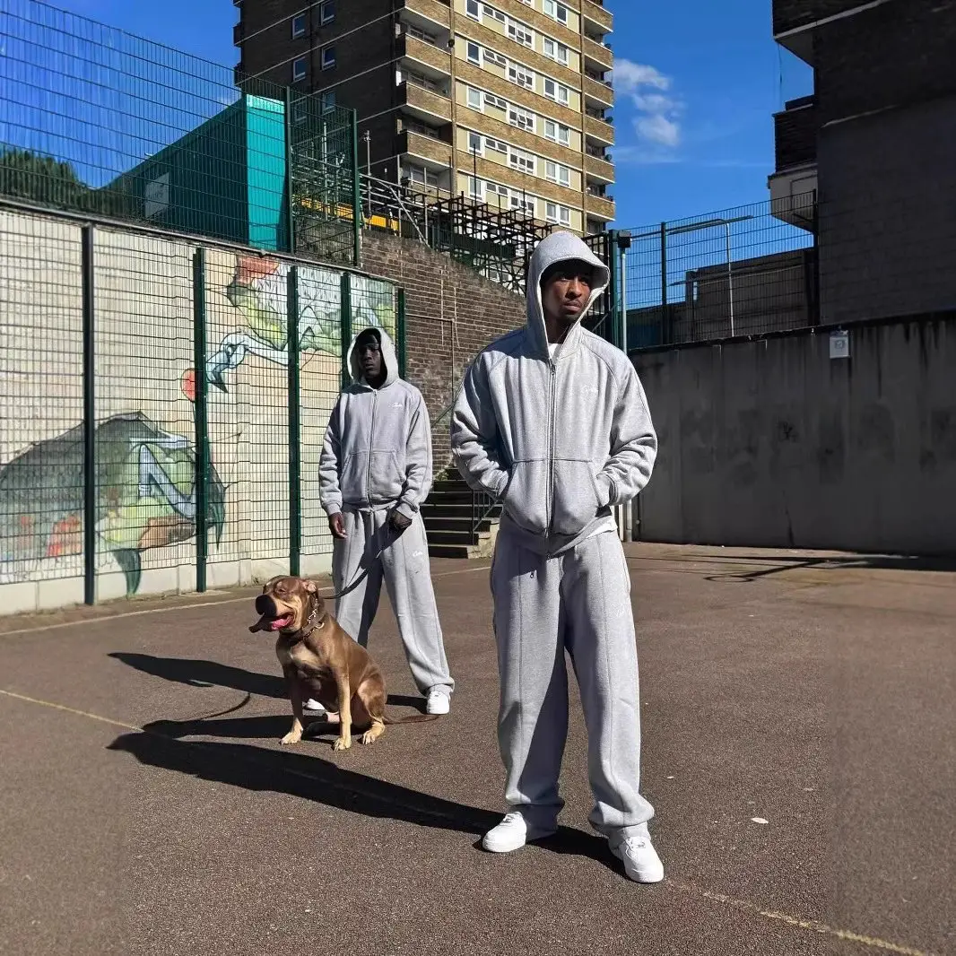 American Hip Hop Street Dance Hooded Sweatshirt Jacket Men's Loose Sports Suit Straight Sweatpants-CY