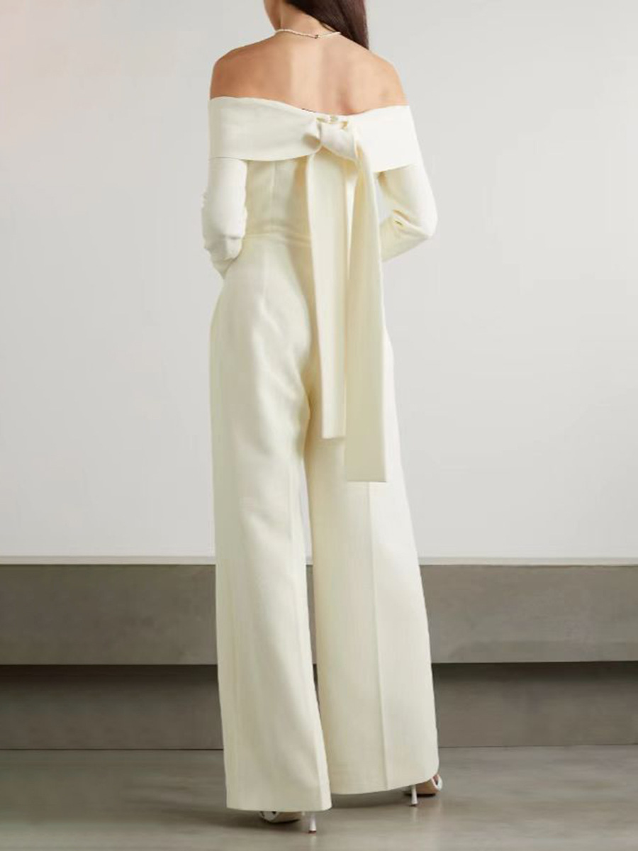 2026 Summer New Style Goddess-Style Off-Shoulder Jumpsuit Elegant Socialite High-Waisted Slimming Drapey Wide-Leg Pants