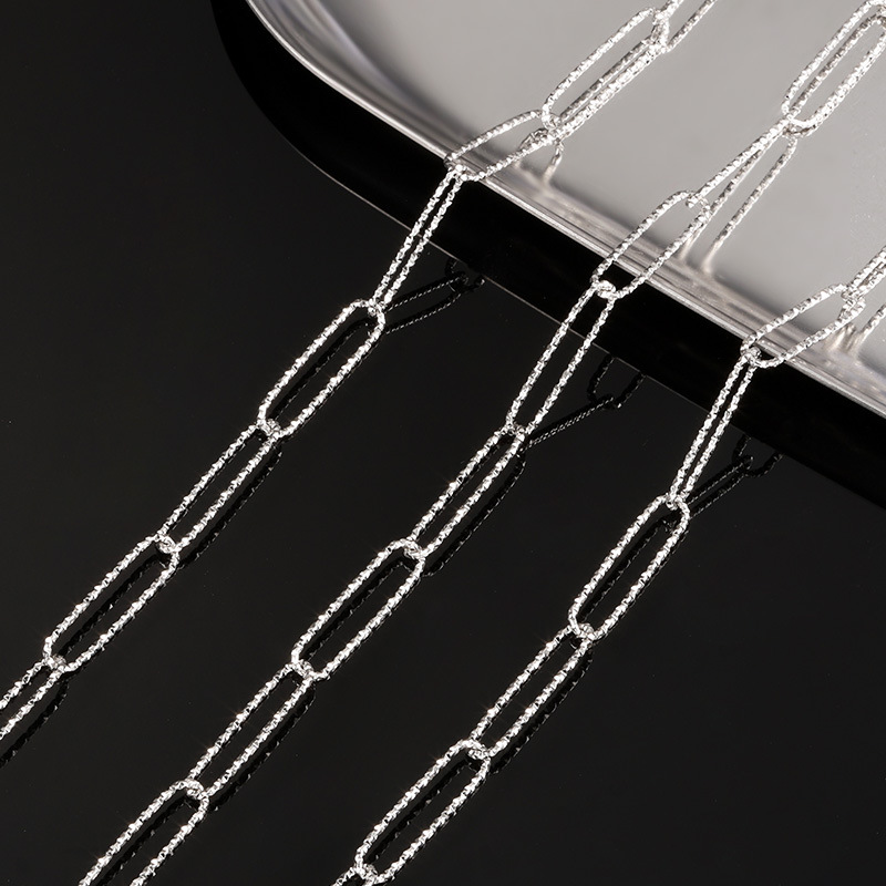 New Stainless Steel Embossed Long Oval Chain DIY Material Necklace Bracelet Cut Face Chain Fashion Jewelry Accessories