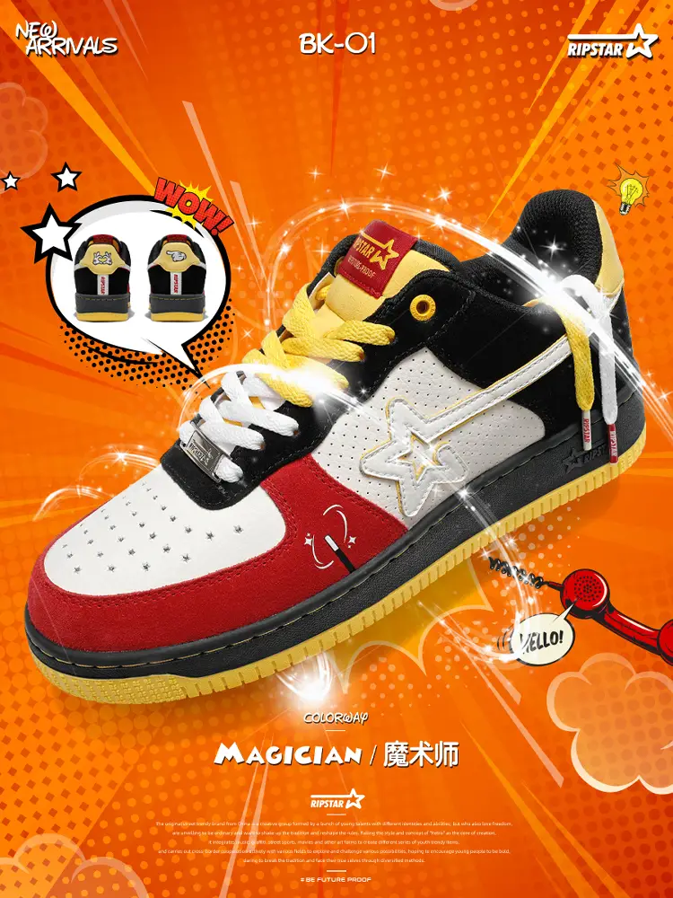 Ripstar Bk-01 Magician Retro Easiest for match Unisex Thick Sole Retro Sneakers Magician Color
