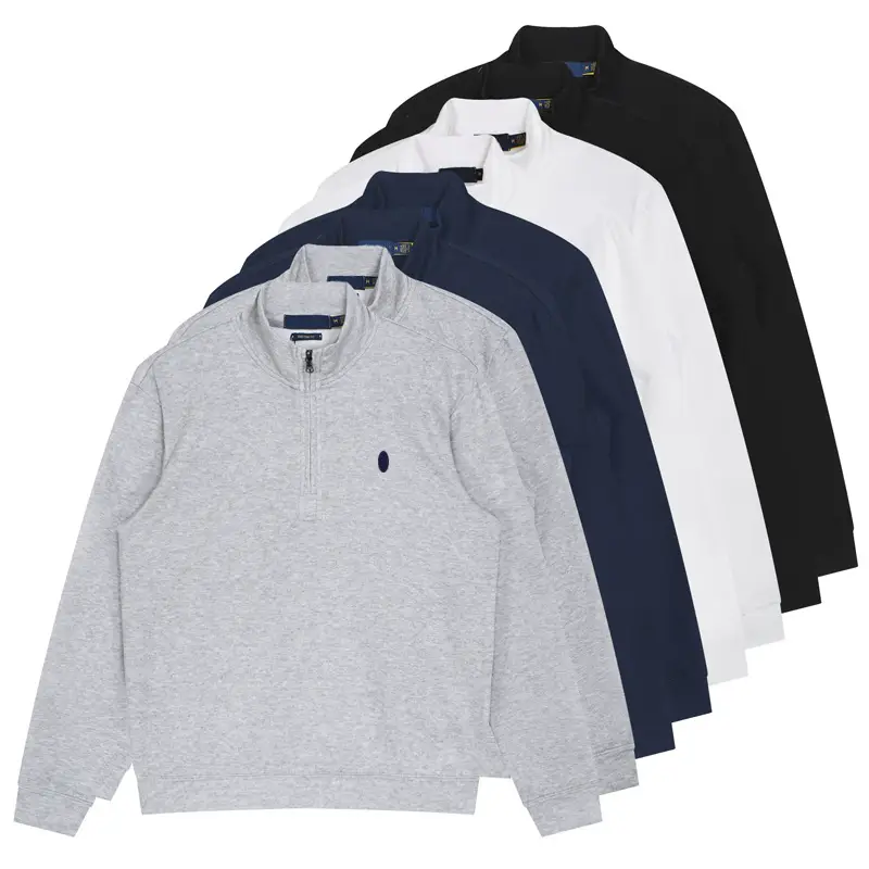 Spring and Autumn Cotton Men's Long sleeves Sweater Outwear Half Zipper Collar Men pure color Heattech Embroidered Small Label Knitwear