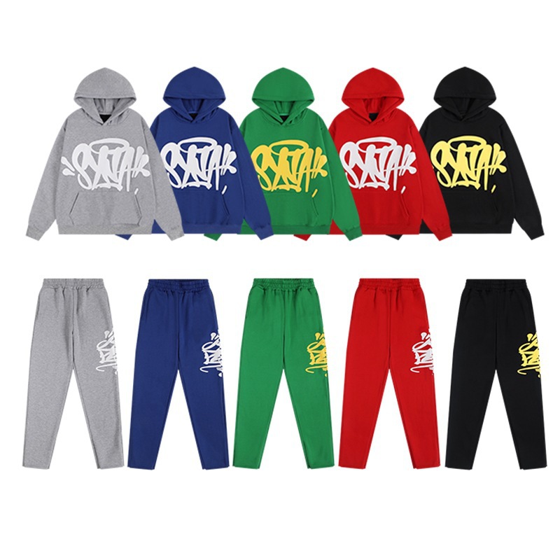 Synaworld style American street hip-hop padded hooded sweatshirt casual sports pants suit man