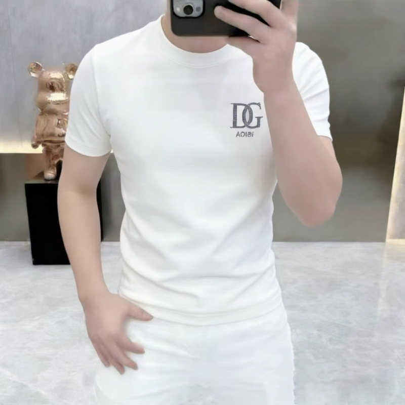 European-Style Round-Neck Printed Short-Sleeve Regular Fit Versatile T-Shirt, Red Top, High-Quality Fashion Casual Base Shirt for All Seasons