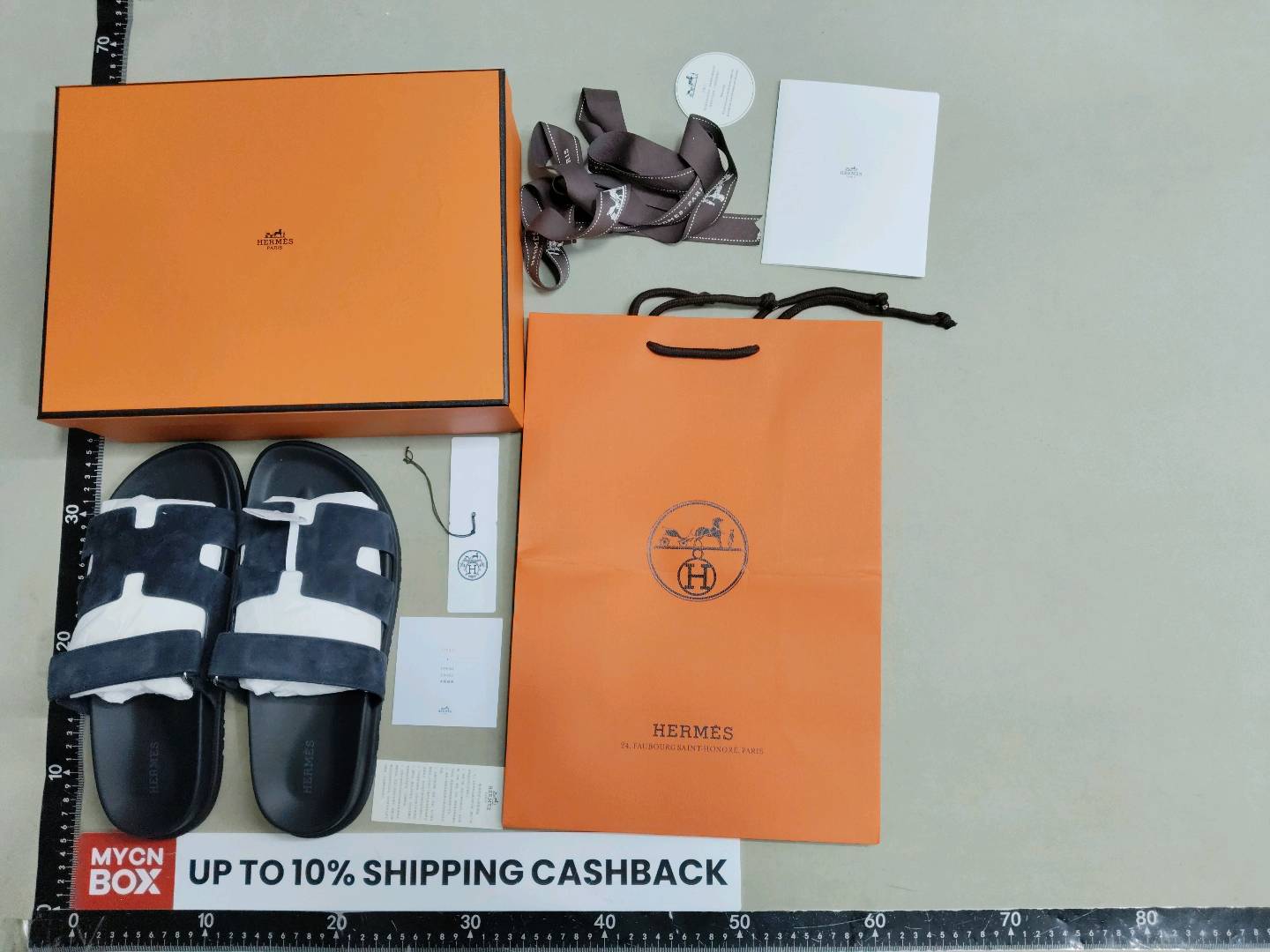 Hermes Oran Sandals Black QC
