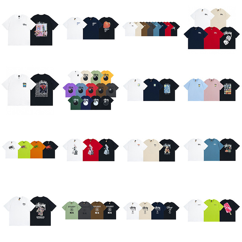 Cross-Border Foreign Trade Wholesale Stussy Printed Short-Sleeve T-Shirt Trendy Brand Casual Loose-Fitting Base Shirt for Men and Women Ius