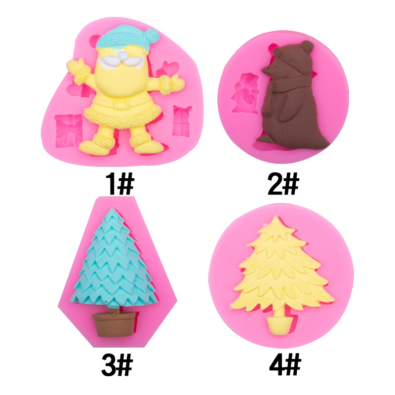 Santa Claus gift Christmas tree Christmas Penguin cake mousse decoration silicone mold drop glue Clay