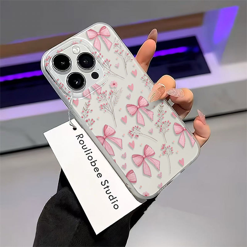 Pink Butterfly Flower for Apple 14Pro Max Mobile Phone Case 15 16 Soft Case 11 Frosted 16Pro Simple XS
