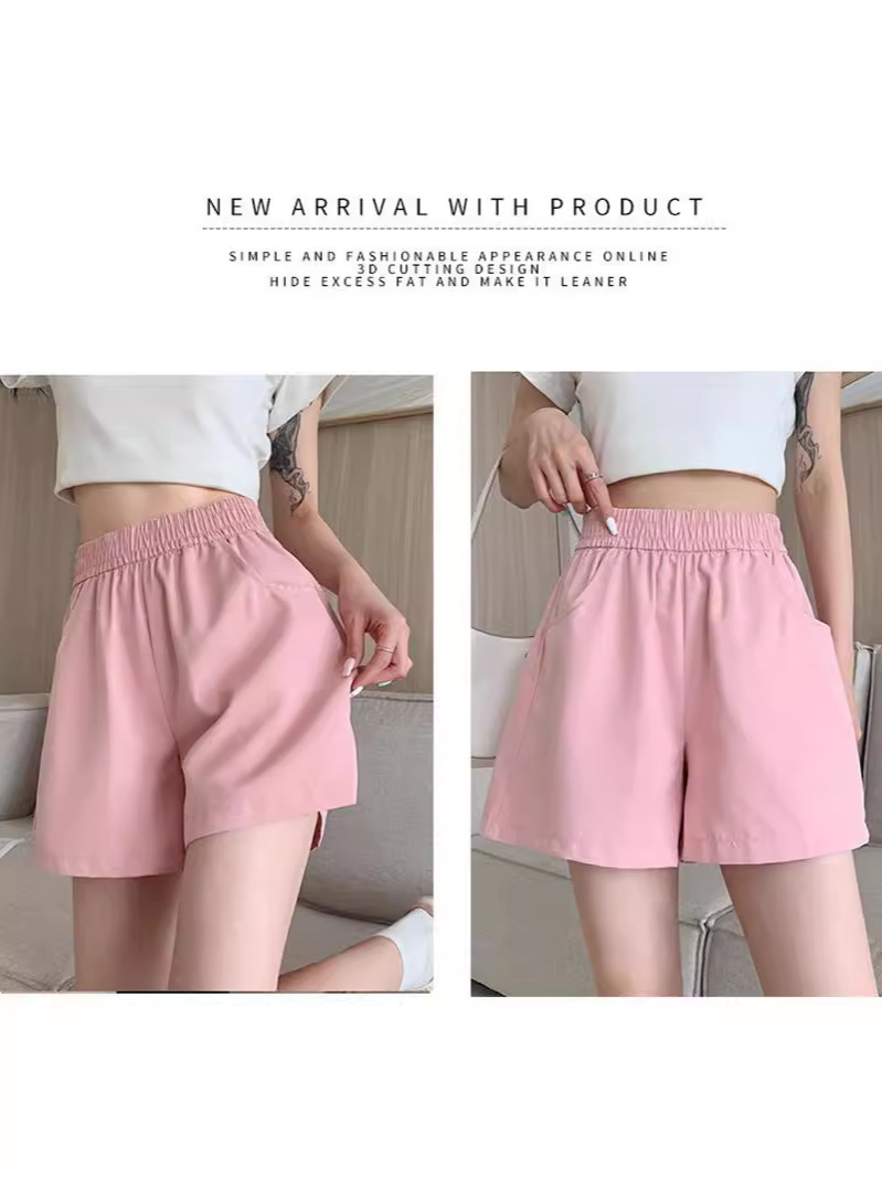 Summer Cross-border Casual Shorts Women's Washed Cotton Overalls Loose High Waist Wide-leg Pants Women's Korean-style All-match Three-part Pants