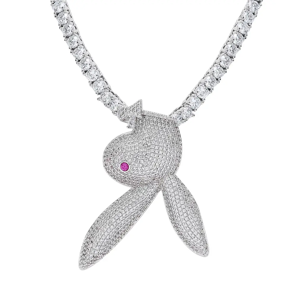Spot Playboicarti Play Less Same European and American Hip Hop Pendant Rabbit Pendant Solid Micro inlaid Zirconia Chain
