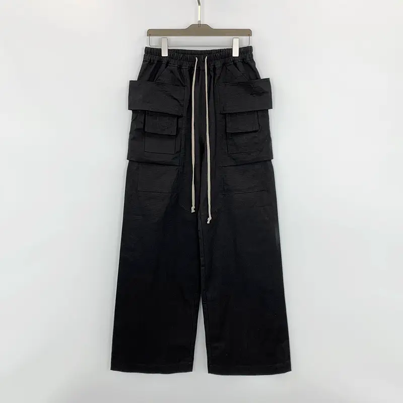 High Street Wide-leg Pants Dark Dark Pattern Plaid Double-ring Wide-leg Pants Men's RO Style High Street Loose Stacked Trendy Pants