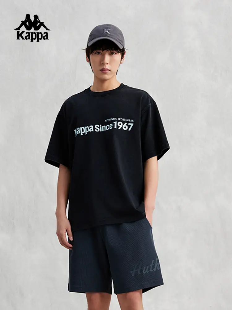 Kappa Kappa Back to Back Retro Sports Short Sleeves 2025 New arrival Men's Summer pure cotton Casual T-Shirt Minimalist Half Sleeves Women's