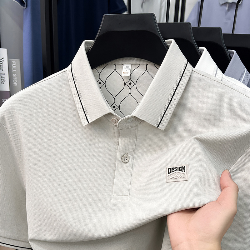 Linen, Mulberry Silk, Cotton, and Ice Silk Short-Sleeved Men's T-Shirt, New Summer Style, Light Luxury, High-End, Cool-Feeling Men's Short-Sleeved Shirt