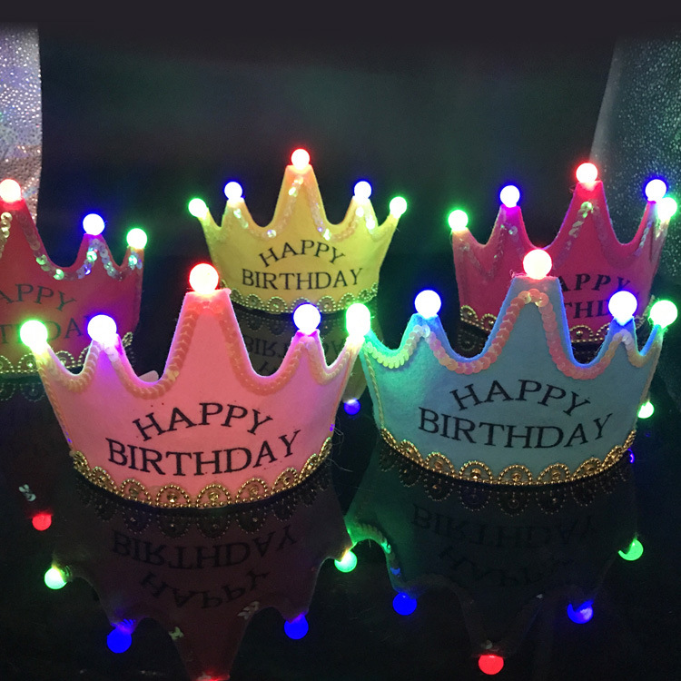Birthday party decoration dress up LED luminous Crown party hat children King princess birthday hat custom