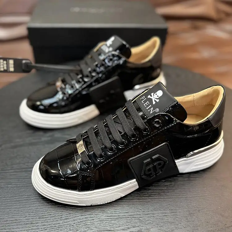 Pp Men's Shoes 2024 Autum New arrival Genuine Leather White Shoes Trendy Easiest for match Fashion Breathable Skull Casual Sneakers for Men