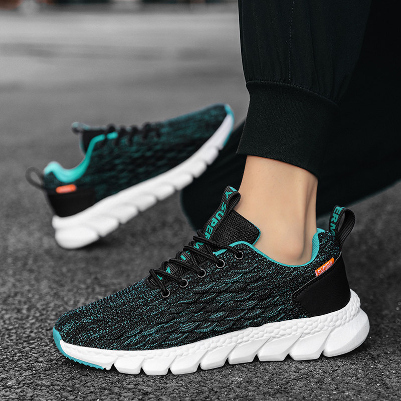 Fashionable Men's Shoes, Spring and Summer Mesh Shoes, Black Mesh Breathable Sports Shoes, Men's Wear-Resistant Soft-Soled Casual Running Shoes