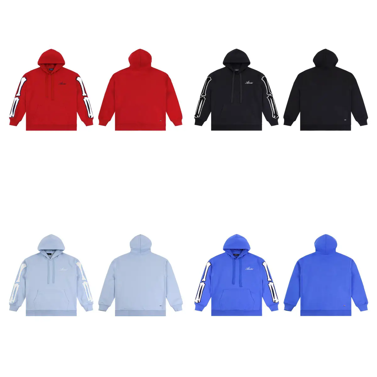 2025 fall and winter new trend of men and women models personalized splicing bone embroidery leisure head loose hooded sweater