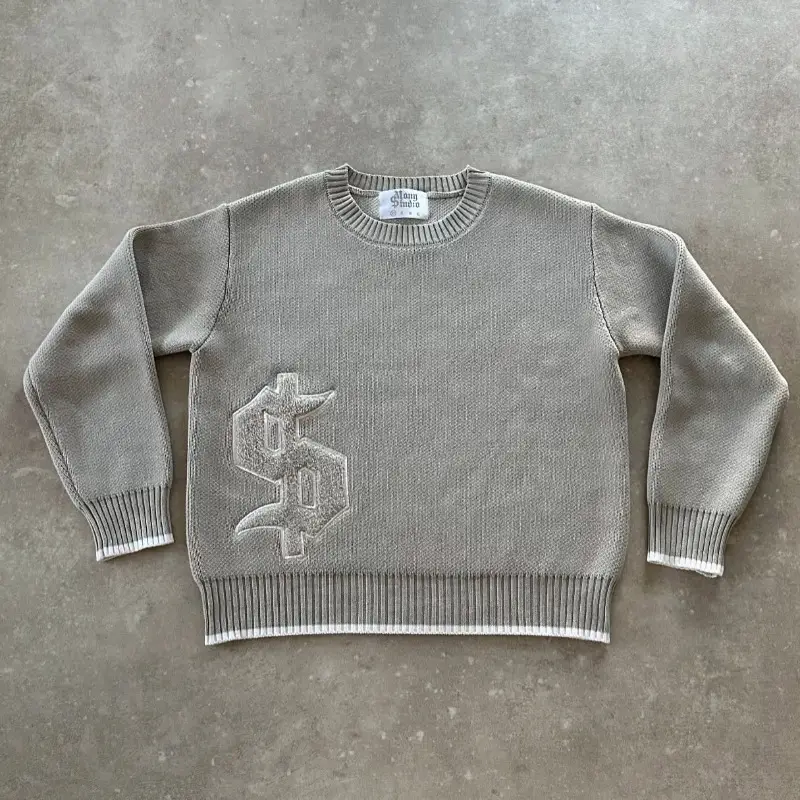 European and American Cross-Border 2025 New Trendy Knitwear Men's Autumn and Winter Embroidered Pattern High Street Knitwear Harajuku Round Neck Top