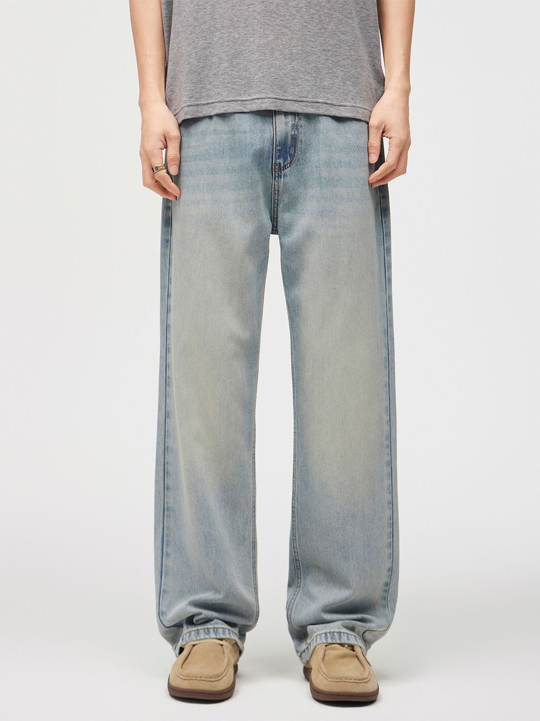 American Retro Trendy Brand Washed Vintage Jeans for Men 2026 Spring New Loose Straight Casual Long Pants
