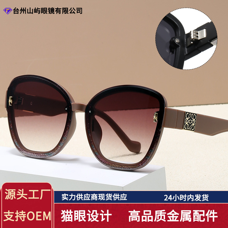 2025 Cross-Border New Women's Sunglasses Retro Cat-Eye European and American Light Luxury Fashion Women's Sunglasses Trendy Eyewear