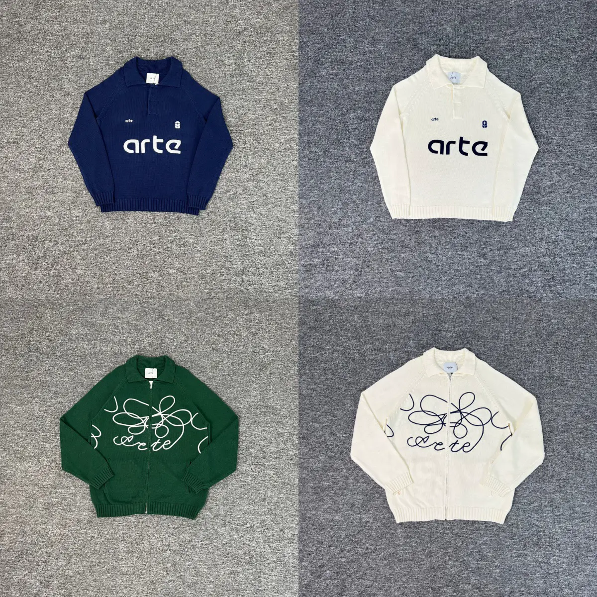 New European and American Trendy Brand Arte Padrino Letter Jacquard Knitwear Loose Men's and Women's Lapel Long-Sleeved Knitwear Trendy