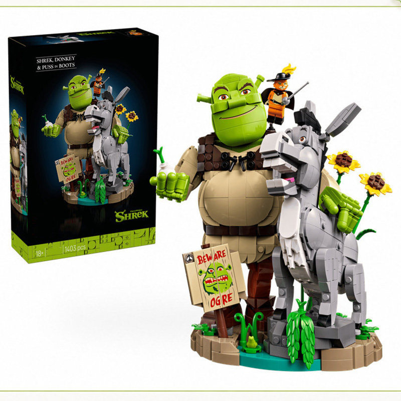 Cross-Border Compatible Lego Swamp Monster Shrek Donkey Puss in Boots 72423 Building Block Toy