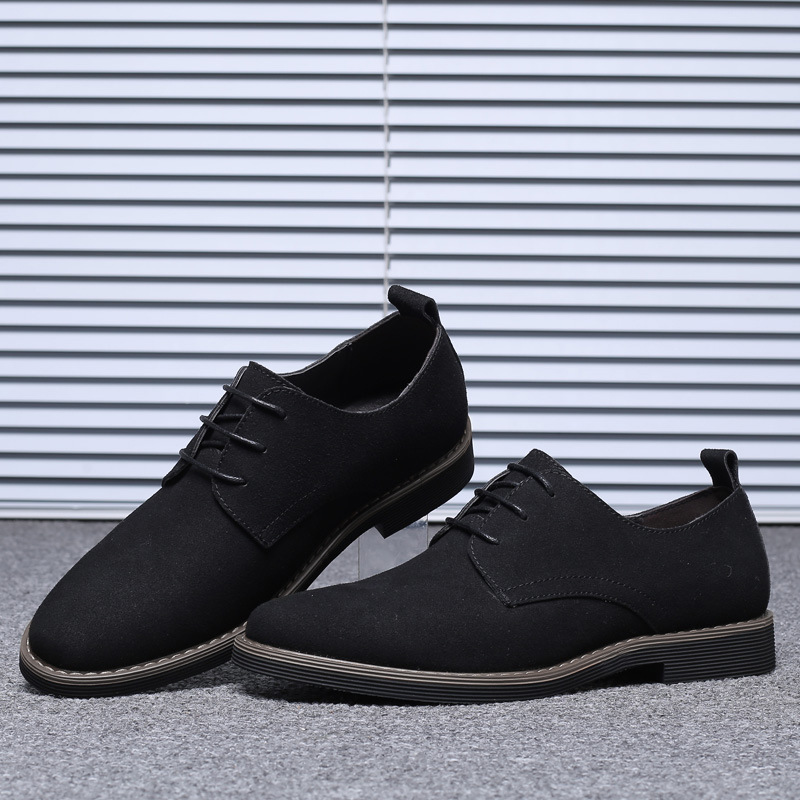 Men's Frosted Casual Round-Toe Shoes Cross-Border Men's Leather Shoes Lace-Up Fashion Trend Large Size Men's Shoes Men's Shoes