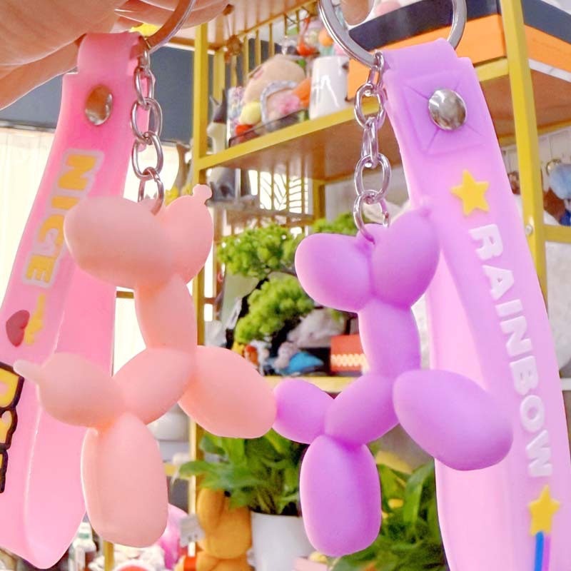 Cute Ins-Style Silicone Balloon Dog Keychain Creative DIY Keychain for Couples and Best Friends Bag Pendant Small Gift