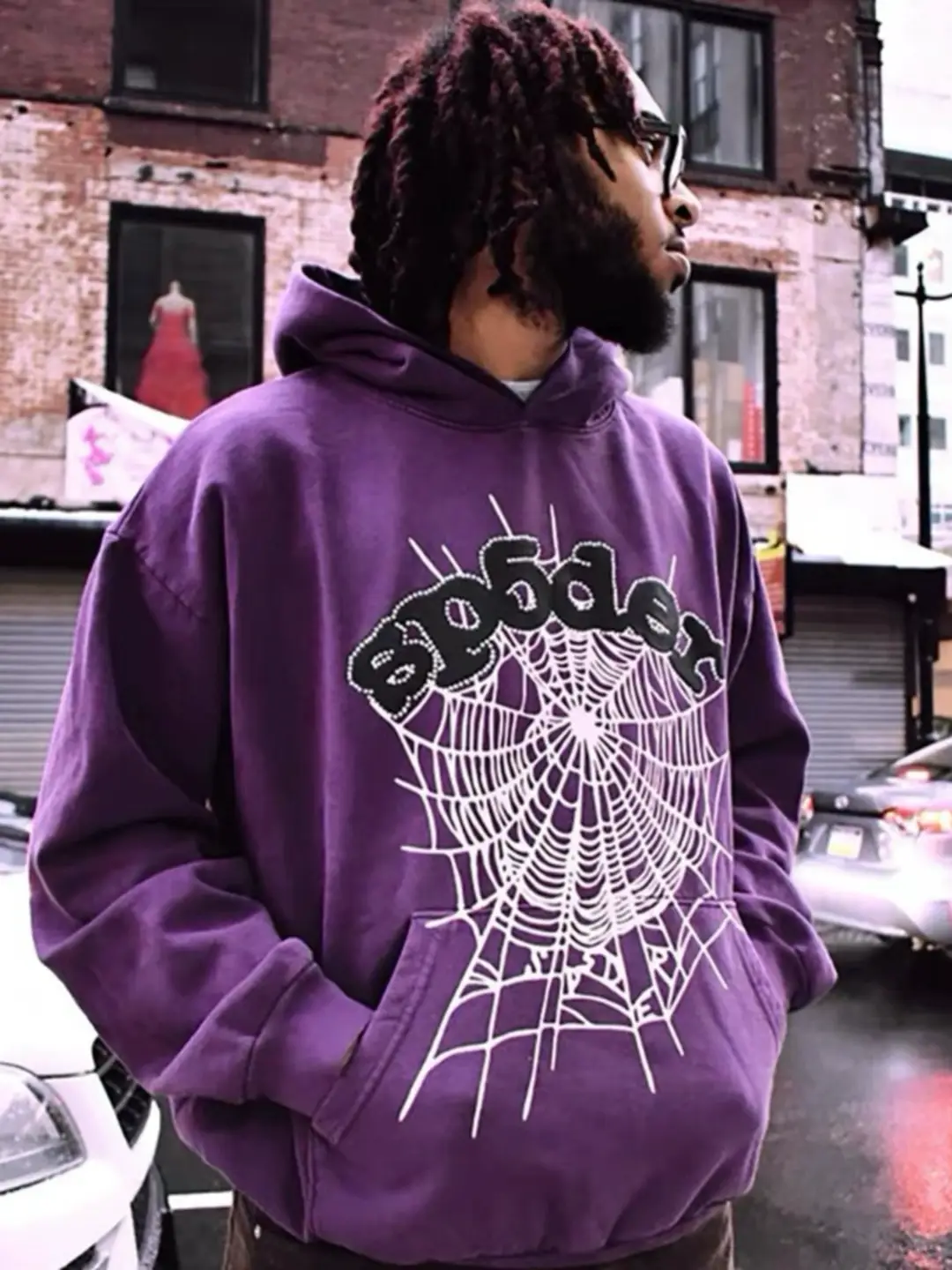 High-End Sp5Der American Street Retro High-Street Versatile Hooded Sweatshirt Jacket Hip-Hop Pants Set Trendy