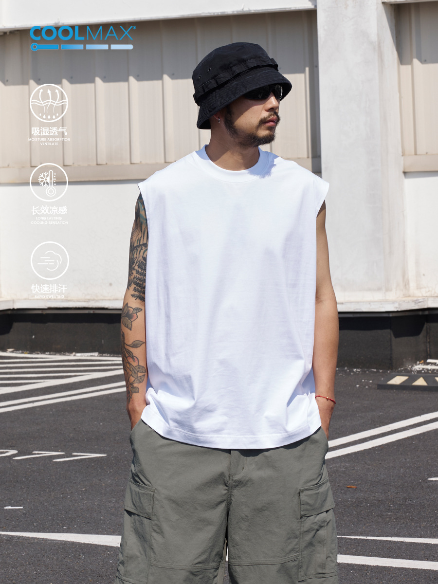 TRS Men's | 25SSCOOLMAX Cool 200G Quick-drying Moisture-absorbing Sunscreen Outdoor Sports Vest Waistcoat T-shirt Men