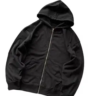 Double Cap Inside, Black Sand Fish Mouth Design, Layered Blue Camouflage, Three-Color Zip-Up Hoodie 11113005