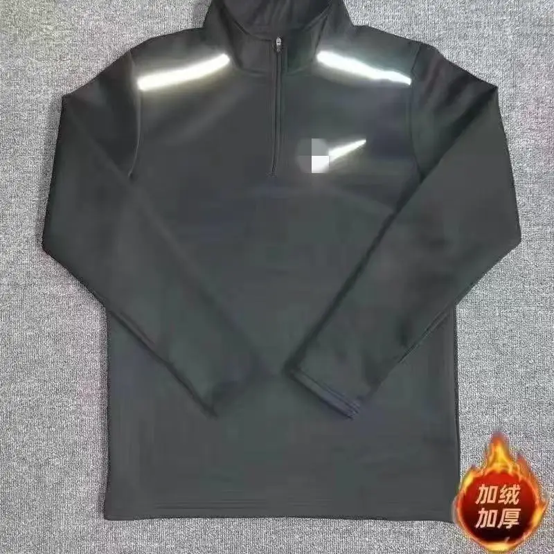 冬季加绒加厚体育跑步健身训练弹力田径男女长袖拉链运动上衣裤子