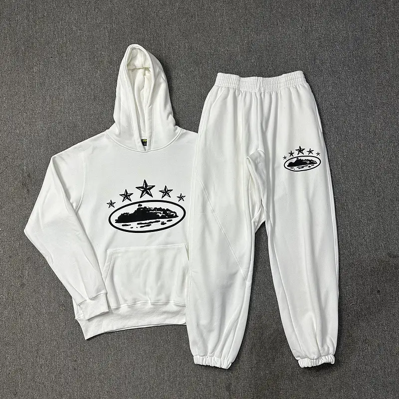 Corteiz Fifth Anniversary Limited Edition Foam Print Trendy High Street Sports Casual Sweatshirt and Pants Set
