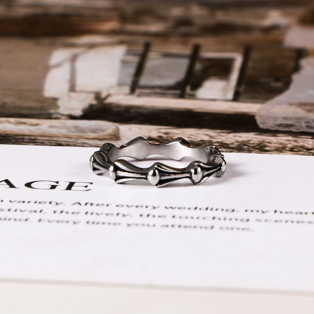 Japanese and Korean Style Small and Fashionable Titanium Steel Ring Distinctive Small Fresh Girl Ring Simple Fashion Tail Ring SA354